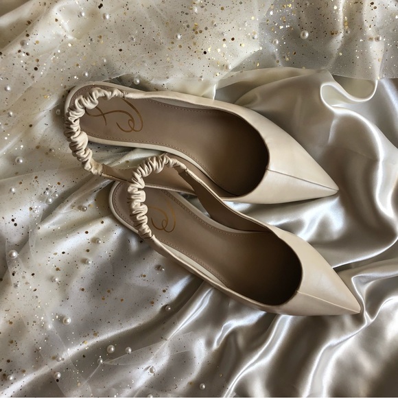 San Edelman White Pointed Toe Whitney Slingback - Picture 11 of 15